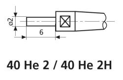 Měřicí doteky, zúžené (ø2 mm) 40 He 2 z tvrdokovu