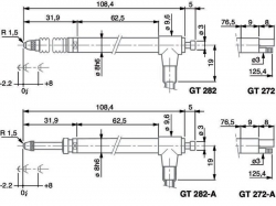 Indukčnostní snímače délky Tesa: GT 272/282/272-A/282-A. Rozměry