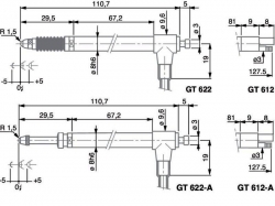 Indukčnostní snímače délky Tesa: GT 612 / GT 622 / GT 612-A / GT 622-A Rozměry