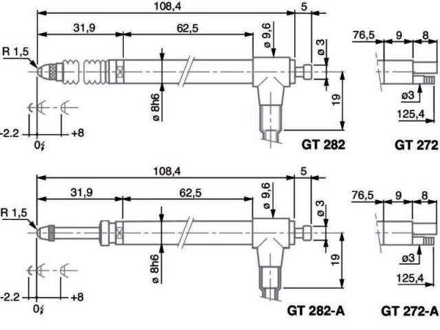 Rozměry: GT 272 GT 282 GT 272-A GT 282-A