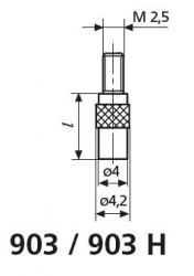 Plochý měřicí dotek , Tvrdokov, l = 10 mm, 903 H