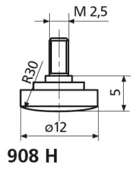 Talířkový měřicí dotek sférický, Tvrdokov, Průměr 12 mm 908 H