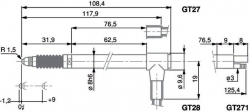 Indukčnostní snímače délky Tesa: GT 27 / GT 271 / GT 28, Rozměry