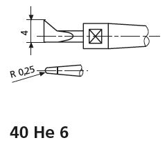 Měřicí doteky, měřici břity osazené (R 0.25 × 4 mm) 40 He 6