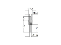 Měřicí dotek: Stopka válcová pr. 1,5 mm × 10 mm