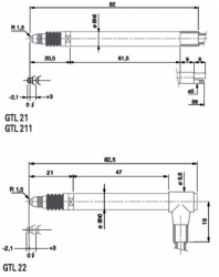 Indukčnostní snímače délky Tesa: GTL 21 / GTL 211 / GTL 22 - Rozměry