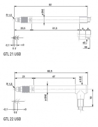 Indukčnostní snímač s USB konektorem Rozměry