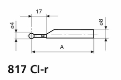 Kulový měřicí dotek, rubínová kulička, ø = 4 mm 817 CI-r