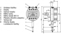 Přesný indukční indikátorový úchylkoměr Mahr: Millimess 2000/2001 Rozměry