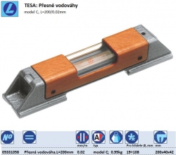 TESA: Přesné vodováhy, Typ C; L=200/0.02mm 