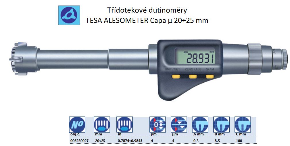 TESA ALESOMETER Capa μ, rozsah 20÷25mm