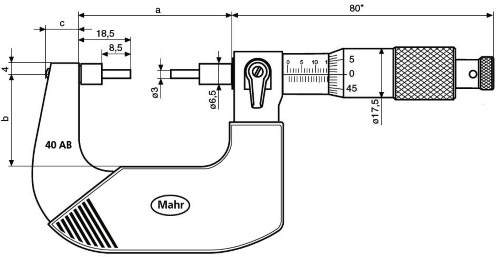 Rozměry Třmenový mikrometr Micromar 40 AB