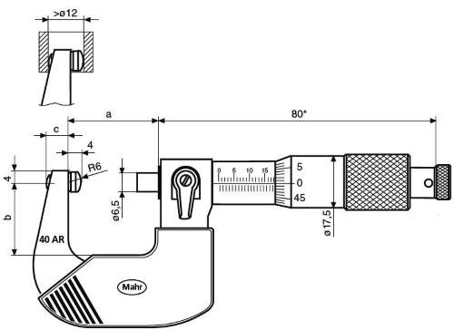 Rozměry Třmenový mikrometr Micromar 40 AR