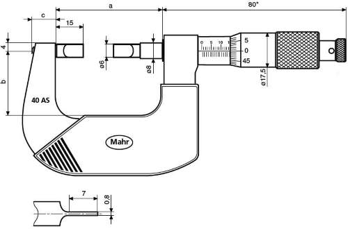 Rozměry Třmenový mikrometr Micromar 40 AS