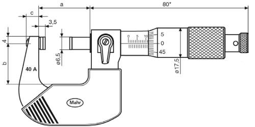 rozměry Třmenový mikrometr Micromar 40 A